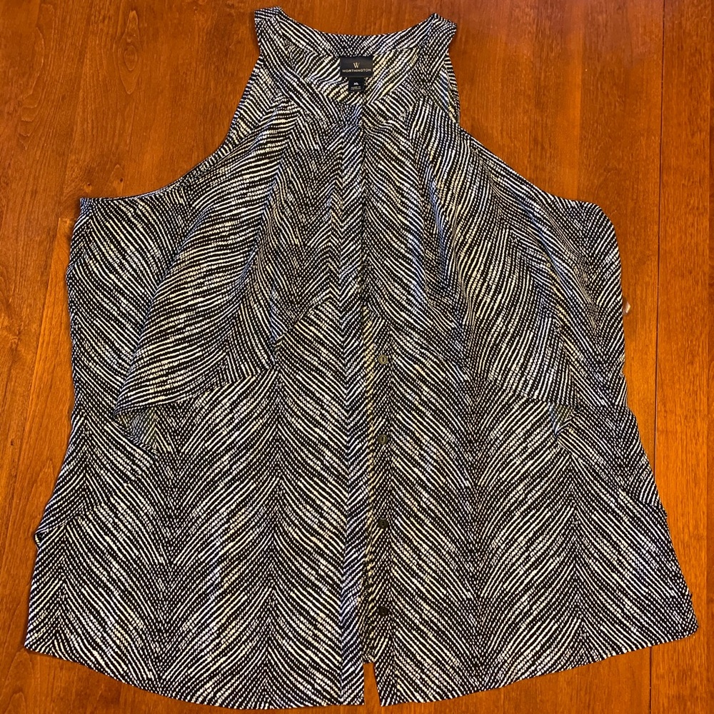 Worthington Sleeveless Halter Ruffle Layered Top